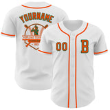 Custom White Orange-Kelly Green Authentic Baseball Jersey