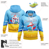 Custom Stitched Light Blue White Gold-Royal 3D Tropical Christmas Surfing Santa Sports Pullover Sweatshirt Hoodie