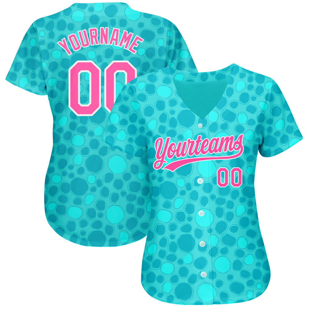 Custom White Aqua-Pink Authentic Baseball Jersey Discount