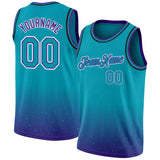 Custom Teal Purple-White Fade Fashion Authentic City Edition Basketball Jersey