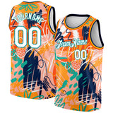 Custom Orange White-Teal 3D Pattern Abstract Hawaii Plant Graffiti Grunge Art Authentic Basketball Jersey