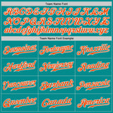 Custom Aqua Orange-White Authentic Baseball Jersey