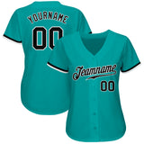 Custom Aqua Black-White Authentic Baseball Jersey