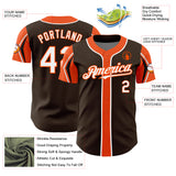 Custom Brown White-Orange 3 Colors Arm Shapes Authentic Baseball Jersey