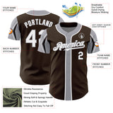 Custom Brown White-Gray 3 Colors Arm Shapes Authentic Baseball Jersey