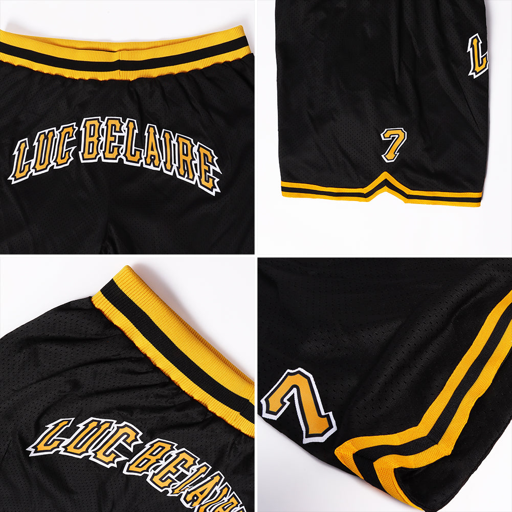 Custom White Black-Gold Authentic Throwback Basketball Shorts Sale Online –  UKSN INC
