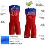 Custom Red Royal-White Round Neck Sublimation Basketball Suit Jersey