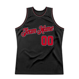 Custom Black Red-White Authentic Throwback Basketball Jersey