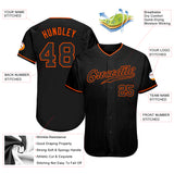 Custom Black Black-Orange Authentic Baseball Jersey