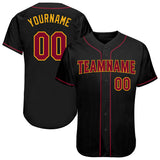 Custom Black Crimson-Gold Authentic Baseball Jersey