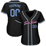 Custom Black Light Blue-Red Authentic Baseball Jersey