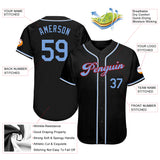 Custom Black Light Blue-Red Authentic Baseball Jersey