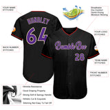 Custom Black Purple-Cream Authentic Baseball Jersey