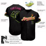 Custom Black Black Neon Green-Pink Authentic Baseball Jersey