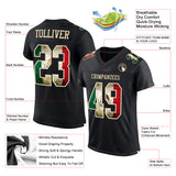 Custom Black Vintage Mexican Flag-City Cream Mesh Authentic Football Jersey