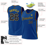 Custom Blue Navy-Gold Authentic Throwback Basketball Jersey