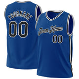 Custom Blue Black-White Authentic Throwback Basketball Jersey