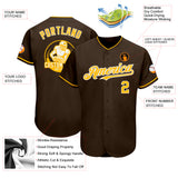 Custom Brown Gold-White Authentic Baseball Jersey