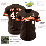 Custom Brown White-Orange Authentic Baseball Jersey