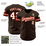 Custom Brown Cream-Red Authentic Baseball Jersey