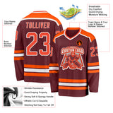 Custom Burgundy Orange-White Hockey Jersey