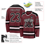 Custom Burgundy Black-White Hockey Jersey