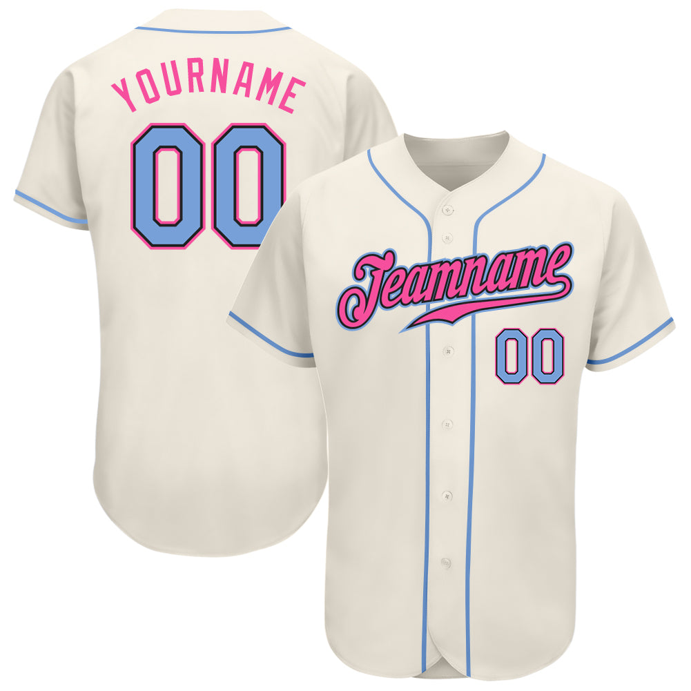 Custom White Light Blue Pink-Black Authentic Two Tone Baseball Jersey Free  Shipping – Fiitg