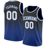 Custom Black White-Royal Authentic Fade Fashion Basketball Jersey