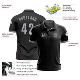 Custom Black Gray Performance Golf Polo Shirt