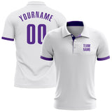 Custom White Purple Performance Golf Polo Shirt