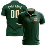 Custom Green Cream Performance Golf Polo Shirt