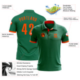 Custom Kelly Green Orange Performance Golf Polo Shirt