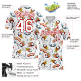 Custom White Red 3D Pattern Design Firely Bowling Performance Polo Shirt