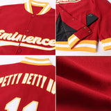 Custom Crimson White-Gold Bomber Full-Snap Varsity Letterman Jacket