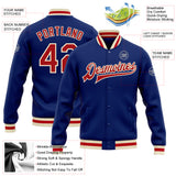 Custom Royal Red-Cream Bomber Full-Snap Varsity Letterman Jacket