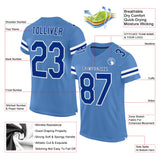 Custom Light Blue Royal-White Mesh Authentic Football Jersey