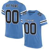 Custom Light Blue Black-White Mesh Authentic Football Jersey