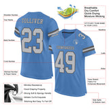 Custom Light Blue Gray-Steel Gray Mesh Authentic Football Jersey