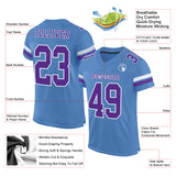 Custom Light Blue Purple-White Mesh Authentic Football Jersey