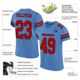 Custom Light Blue Red-Black Mesh Authentic Football Jersey