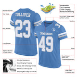 Custom Light Blue White-Gray Mesh Authentic Football Jersey