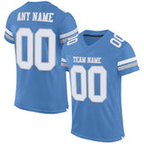 Custom Light Blue White-Gray Mesh Authentic Football Jersey