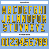 Custom Light Blue Yellow-Black Hockey Lace Neck Jersey