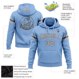 Custom Stitched Light Blue Gray-Steel Gray Football Pullover Sweatshirt Hoodie