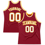 Custom Maroon White-Gold Authentic Throwback Basketball Jersey