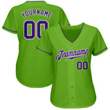 Custom Neon Green Purple-White Authentic Baseball Jersey