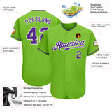 Custom Neon Green Purple-White Authentic Baseball Jersey