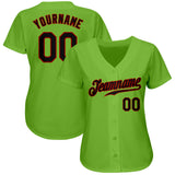 Custom Neon Green Black-Red Authentic Baseball Jersey