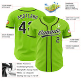 Custom Neon Green Black-White Authentic Baseball Jersey