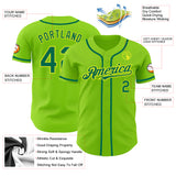 Custom Neon Green Kelly Green-Neon Yellow Authentic Baseball Jersey